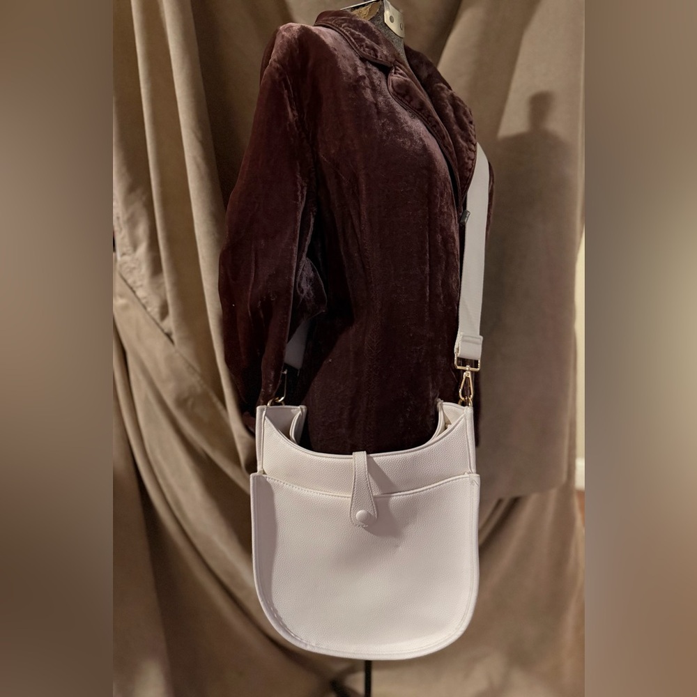 Ah Dorned Chic Ivory Modern Vegan Leather Crossbody Bag